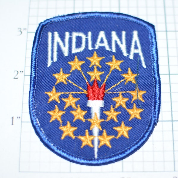 INDIANA Torch Stars Travel Souvenir Vintage Sew-On Patch Hoosier Indianapolis 500 Gary Hammond Indy Flame State Cool Fun Retro Car Trip eb2