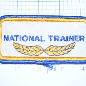 National Trainer - Vintage Uniform or Shirt Iron-On Name Patch Embroidered Clothing Patch  e17m