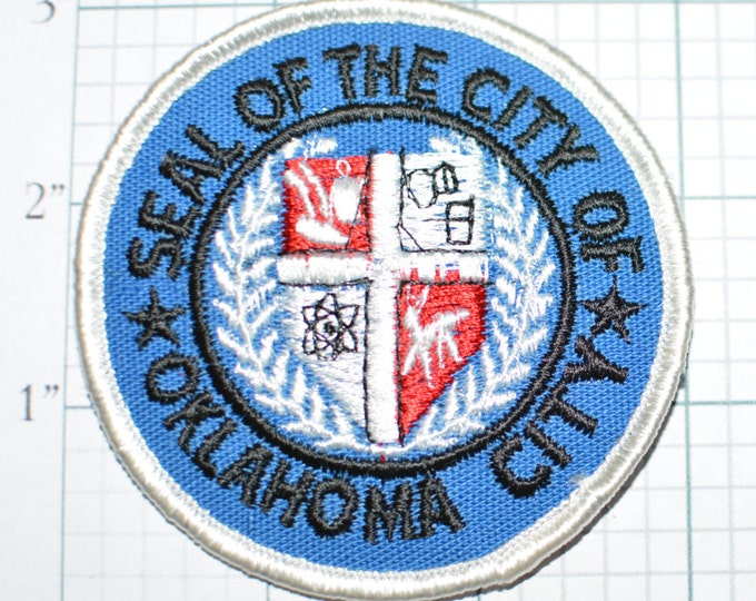 Seal of Oklahoma City Iron-On Vintage Travel Souvenir Jacket Patch Trip Gift Hat Patch Shirt Patch Tourist Memorabilia Vest Patch OKC s14