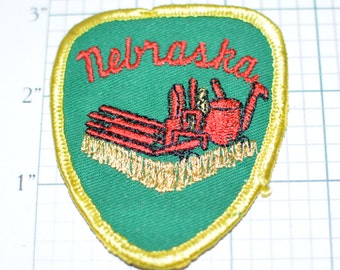 NEBRASKA Plains States Farming Combine Harvest Travel Souvenir Sew-On Vintage Embroidered Clothing Patch Trip Keepsake Gift Idea Agriculture