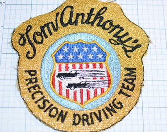 Rare, Tom Anthony's Precision Driving Team Embroidered Vintage Patch with Gold Metallic Thread Stunt Driver Jacket Patch Vest Patch s18