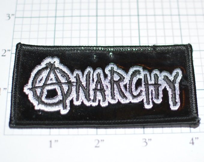 ANARCHY Sew-On Vintage Clothing Patch Glossy Background Chaos Mayhem Revolution Insurrection Disorder Anti-Government Turmoil Rioting e17b