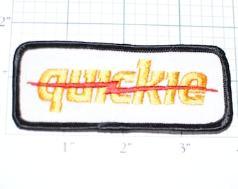 QUICKIE Vintage Sew-On Embroidered Patch Yellow Text Red Lighting Bolt Jacket Patch Shirt Patch Hat Patch Vest Patch Clothing Patch e10d
