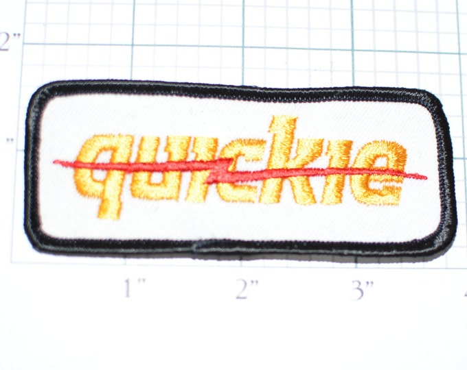 QUICKIE Vintage Sew-On Embroidered Patch Yellow Text Red Lighting Bolt Jacket Patch Shirt Patch Hat Patch Vest Patch Clothing Patch e10d
