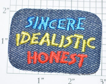 Sincere Idealistic Honest "Positive Traits" Vintage Patch Iron-On Patch Embroidered Patch Jacket Patch Jeans Patch Backpack Patch e21g