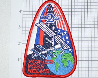 Mint MKC 2 Expedition 2 ISS Usachev Helms Voss Mission Patch NASA Embroidered Iron-on Patch Collectible Patch Uniform Patch e22g