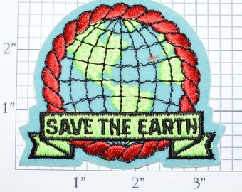Save The Earth Authentic Vintage Sew-on Patch Embroidered Clothing Patch Jacket Patch Hat Patch Shirt Patch Animals Conservation e21h