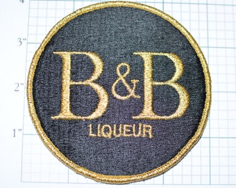B&B Liqueur Rare Vintage Iron-On Patch Brandy Alcohol BEAUTIFUL Metallic Gold Thread on Black   e10 **Limited Stock**