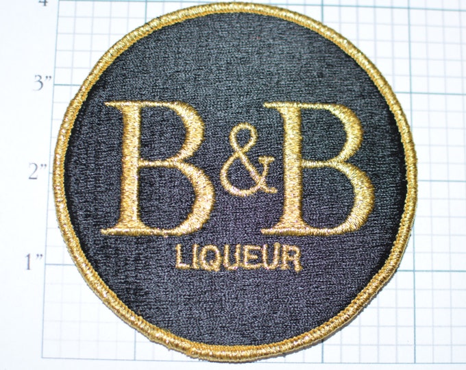 B&B Liqueur Rare Vintage Iron-On Patch Brandy Alcohol BEAUTIFUL Metallic Gold Thread on Black   e10 **Limited Stock**