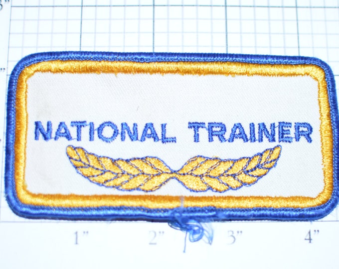 National Trainer - Vintage Uniform or Shirt Iron-On Name Patch Embroidered Clothing Patch  e17m