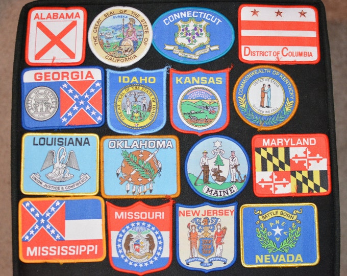 USA States Travel Souvenir Sew-on Patches Memorabilia California New York West Viriginia Vermont Oregon Maryland Idaho Kansas & More e19a