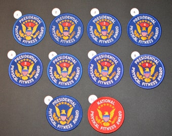 Presidential Physical Fitness Award Vintage Embroidered Clothing Patches School Athletic Achievement 1968-1981 Emblem Logo Insignia Seal