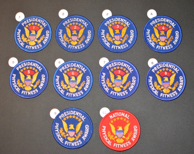 Presidential Physical Fitness Award Vintage Embroidered Clothing Patches School Athletic Achievement 1968-1981 Emblem Logo Insignia Seal
