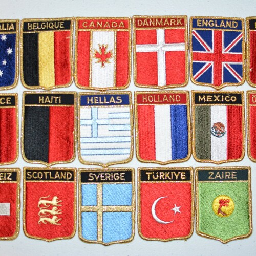 World Travel Patches Vintage Embroidered Patch Gold Threading Etsy