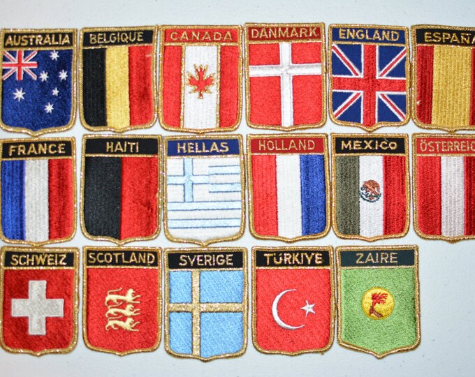 World Travel Patches Vintage Embroidered Patch Gold Threading Sew-on Vacation Holiday Country Souvenir Jacket Patch Backpack Patch Vest f1