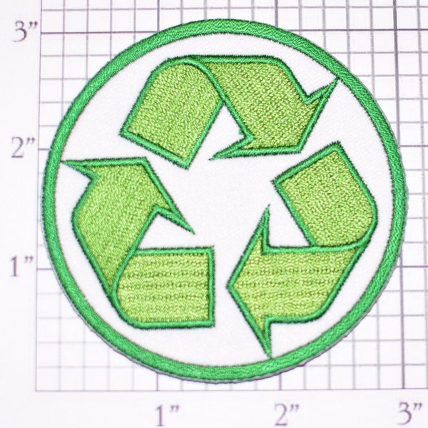 Reduce Reuse Recycle Green Environmentally Conscious Iron-On Embroidered Clothing Patch for Jean Jacket Shirt Vest Backpack Hat Eco Friendly
