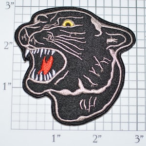 Growling Black Panther, Intimidating Iron-On Embroidered Clothing Patch Biker Jacket Vest Predator Nature Tiger Leopard Jaguar Big Cat MC