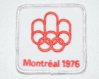 Montreal 1976 White Sew-On Vintage Embroidered Souvenir Clothing Patch Summer Olympic Games XXI Olympiad Collectible Emblem Quebec Canada