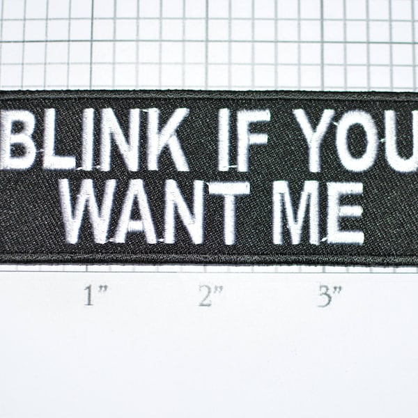 Blink if You Want Me Iron-On Embroidered Clothing Patch Motorcycle Biker Jacket Vest Jean Shirt Hat Funny Food Novelty Badge Flirty Fun t03b