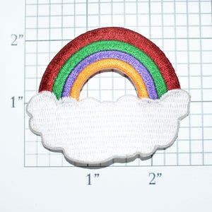 Rainbow in Clouds Iron-On Vintage Embroidered Clothing Patch for Jacket Shirt Jeans Backpack Positive Thinking Diversity Acceptance e28L