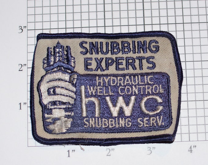 Snubbing Experts Hydraulic Well Control HWC Sew-On Vintage Embroidered Clothing Patch for Employee Uniform Shirt Jacket Emblem Workshirt