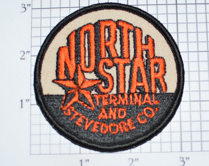 North Star Terminal and Stevedore Co. Embroidered Iron-on Clothing Patch Logo Uniform Workshirt Emblem Dockworker Alaska Ship Loading e33g