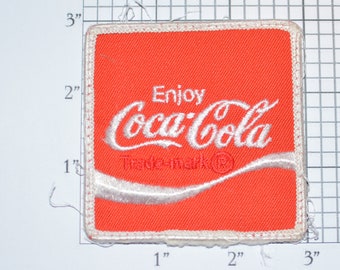 Enjoy Coca Cola Authentic Vintage Embroidered Clothing Patch 3" Square Coke Soft Drink Uniform Jacket Shirt Delivery Driver Distributor Logo