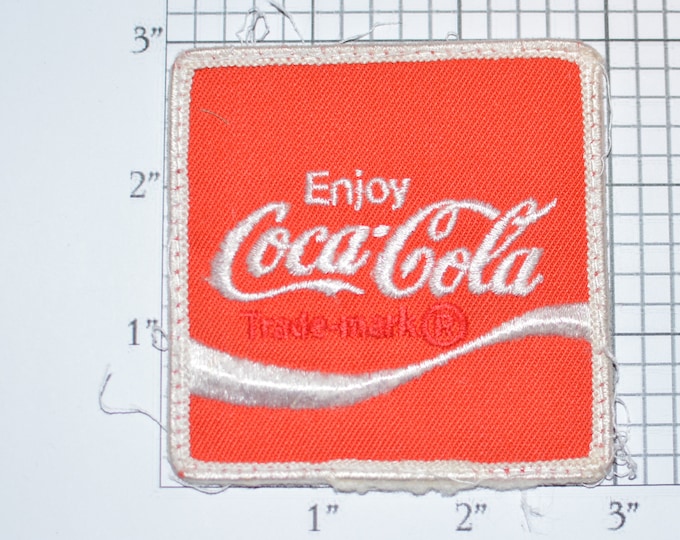 Enjoy Coca Cola Authentic Vintage Embroidered Clothing Patch 3" Square Coke Soft Drink Uniform Jacket Shirt Delivery Driver Distributor Logo