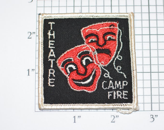 Theatre Camp Fire Logo Emblem Iron-On Vintage Embroidered Clothing Patch Uniform Shirt Jacket Keepsake Memorabilia Actor Acting Masks Drama
