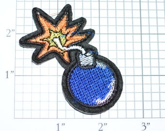 Blue Bomb Iron-on Patch Embroidered Applique Jacket Patch Jeans Patch Vest Patch Hat Patch Backpack Patch Blanket Patch Explosive Squad e15k