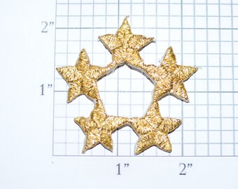 Metallic Threading Gold Star Iron-On Vintage Embroidered Clothing Patch Applique DIY Clothes Craft Sewing Project Award Recognition e32J