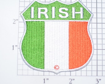 IRISH Flag Shield Iron-On Embroidered Clothing Patch for Jacket Vest Jeans Shirt Backpack Travel Trip Souvenir Memorabilia Keepsake Ireland
