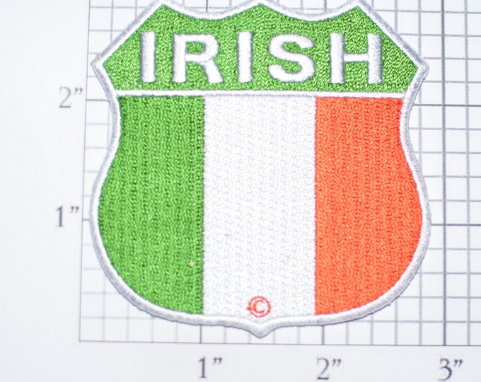 IRISH Flag Shield Iron-On Embroidered Clothing Patch for Jacket Vest Jeans Shirt Backpack Travel Trip Souvenir Memorabilia Keepsake Ireland