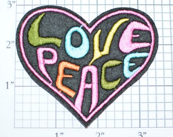 Love Peace Heart Applique Iron-On Embroidered Clothing Patch Jacket Patch Hippie Boho Vest Patch Jeans Patch Backpack Patch DIY Fashion e15J