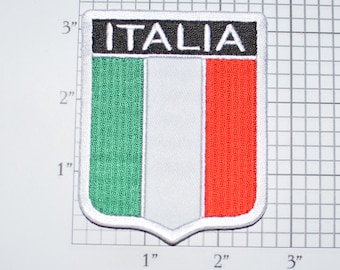 ITALIA Flag Shield Iron-On Embroidered Clothing Patch for Jacket Vest Jeans Shirt Backpack Travel Trip Souvenir Memorabilia Keepsake Italy