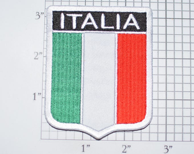 ITALIA Flag Shield Iron-On Embroidered Clothing Patch for Jacket Vest Jeans Shirt Backpack Travel Trip Souvenir Memorabilia Keepsake Italy