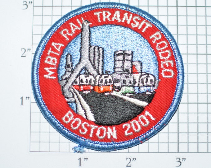 MBTA Rail Transit Rodeo Boston 2001 Iron-On Embroidered Clothing Patch Commuter Transportation Train Souvenir Collectible Massachusetts MA