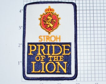 STROH Pride of the Lion Beer Crest Authentic Vintage Embroidered Iron-On Clothing Patch for Jacket Vest Hat Shirt Backpack Breweriana s8