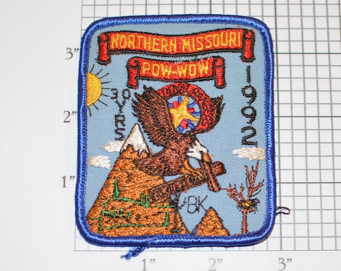 Northern Missouri Pow Wow, 30 Yrs, 1992 Vintage Royal Rangers Iron-On Vintage Embroidered Clothing Patch Uniform Shirt Vest Jacket Keepsake