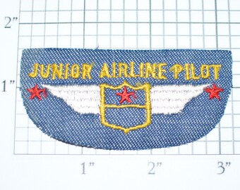 Junior Airline Pilot Wings Iron-on Patch Embroidered Patch Vintage Patch Sewing Applique Shirt Patch Jacket Patch Kids Clothing Patch e19d