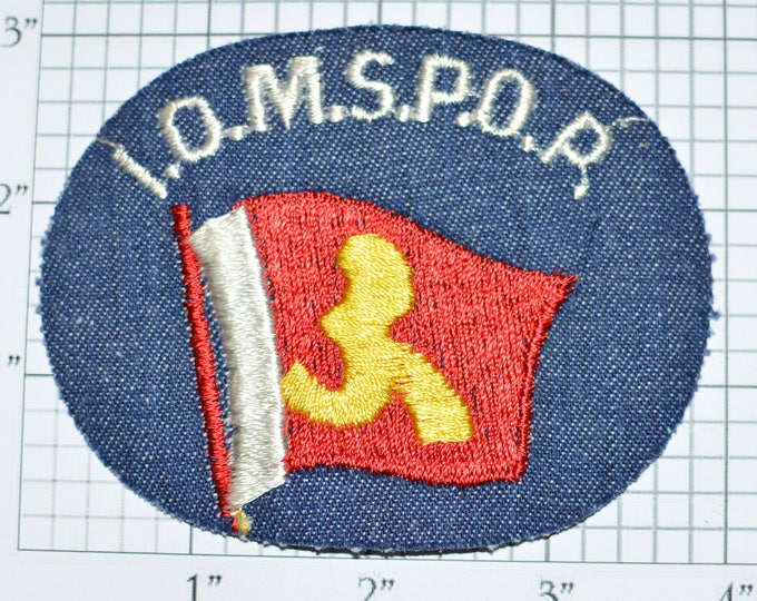 I.O.M.S.P.O.R. Isle of Man Sports Vintage Embroidered Denim Clothing Patch Emblem Souvenir Shirt Jersey Sports Collectible Memorabilia e28m