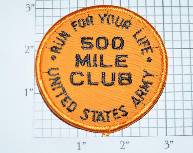 Run For Your Life - 500 Mile Club - United States Army Vintage Embroidered Sew-On Clothing Patch Military Running Award Achievement e32c