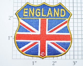 ENGLAND Flag Shield Iron-On Embroidered Clothing Patch for Jean Jacket Vest Shirt Backpack Travel Trip Souvenir Memorabilia Keepsake English