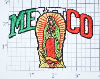 Mexico Lady of Guadalupe Virgin Mary RARE Iron-On Vintage Embroidered Travel Patch Emblem Badge Tourist Trip Souvenir Gift Collectible e25i