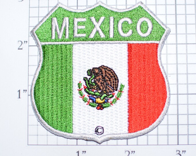 MEXICO Flag Shield Iron-On Embroidered Clothing Patch for Jacket Vest Jeans Shirt Backpack Travel Trip Souvenir Memorabilia Keepsake Mexican