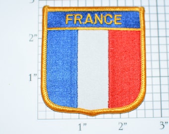 France Iron-On Vintage Embroidered Travel Patch Emblem Badge Flag Tourist Trip Souvenir Gift Idea Collectible Vacation Holiday e25f