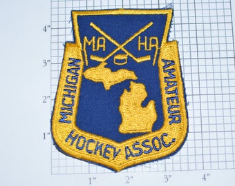 Michigan Amateur Hockey Association Vintage Sew-On Embroidered Clothing Patch for Jacket Jersey Shirt Backpack Detroit Sports Ice MAHA e30a