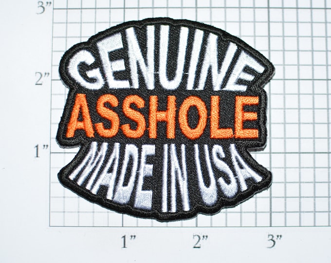 Genuine Made in USA Asshole Iron-On Embroidered Badge Patch Motorcycle Biker Jacket Vest Outlaw One 1% USA Jerk Prick Arse Ass American t03f