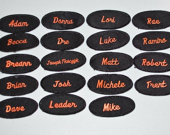 Orange on Black Vintage Embroidered Clothing Name Patch for Mechanic Service Shop Garage Tech Retail Badge Work Shirt Nurse RN Doctor nam33