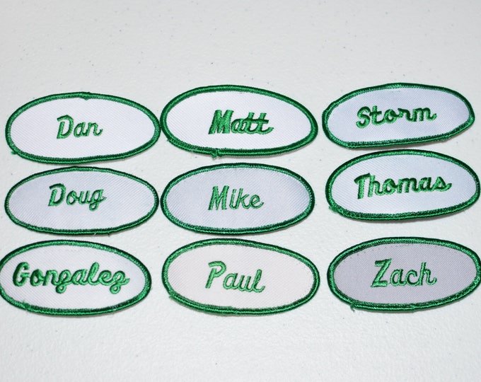 Green Recycled Embroidered Clothing Name Patch for Mechanic Service Salesman Shop Garage Tech Retail Badge Work Shirt Employee Cashier nam1